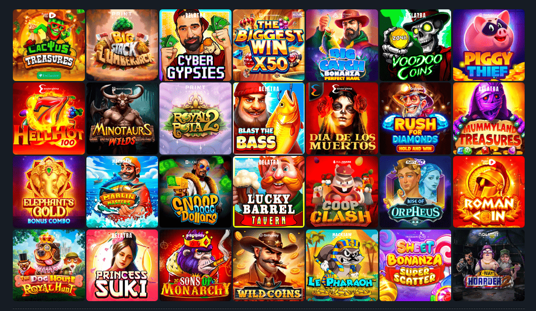Ассортимент игр Cactus Casino